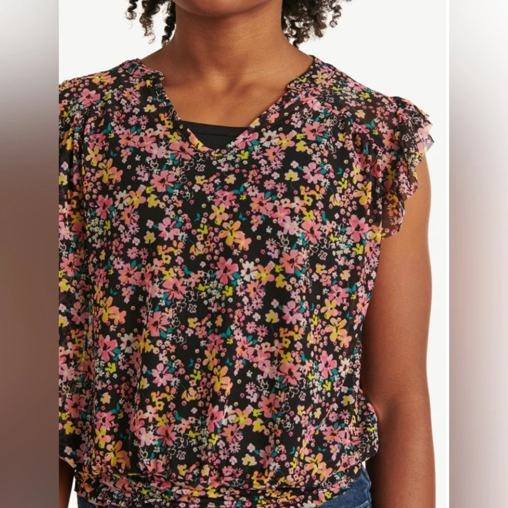 Justice Flutter Sleeve Blouse Ruffled Smocked Design